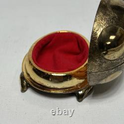 Vintage Brass and Enamel Japanese Ladybug Trinket Pill Jewelry Box RARE