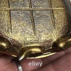Vintage Brass and Enamel Japanese Ladybug Trinket Pill Jewelry Box RARE