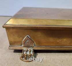 Vintage Bronze Lions Foot Tobacco Box withRosewood Lining Engraved Christmas 1936
