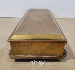 Vintage Bronze Lions Foot Tobacco Box withRosewood Lining Engraved Christmas 1936