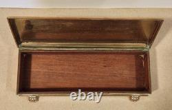 Vintage Bronze Lions Foot Tobacco Box withRosewood Lining Engraved Christmas 1936