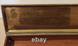 Vintage Bronze Lions Foot Tobacco Box withRosewood Lining Engraved Christmas 1936