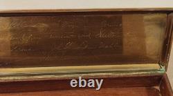 Vintage Bronze Lions Foot Tobacco Box withRosewood Lining Engraved Christmas 1936