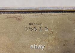 Vintage Bronze Lions Foot Tobacco Box withRosewood Lining Engraved Christmas 1936