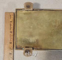 Vintage Bronze Lions Foot Tobacco Box withRosewood Lining Engraved Christmas 1936