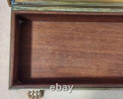 Vintage Bronze Lions Foot Tobacco Box withRosewood Lining Engraved Christmas 1936