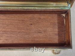 Vintage Bronze Lions Foot Tobacco Box withRosewood Lining Engraved Christmas 1936