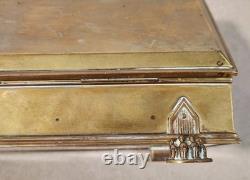 Vintage Bronze Lions Foot Tobacco Box withRosewood Lining Engraved Christmas 1936