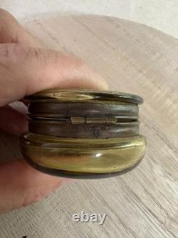Vintage Brown Glass trinket box with gilding between 1850-60