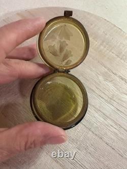 Vintage Brown Glass trinket box with gilding between 1850-60