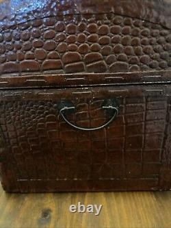 Vintage Burgundy Crocodile Embossed Leather Box