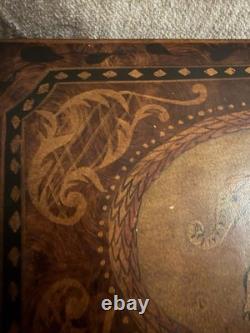 Vintage Burl Walnut Box baroque-style Trim Hand Painted Indian Elephant