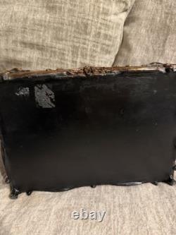 Vintage Burl Walnut Box baroque-style Trim Hand Painted Indian Elephant