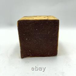 Vintage Burl Wood Puzzle Jewelry Stash Box Hand Carved Cube Sculpture Minimalist