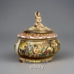 Vintage CAPODIMONTE Italy Cherubs Trinket Box
