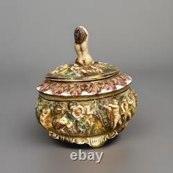 Vintage CAPODIMONTE Italy Cherubs Trinket Box