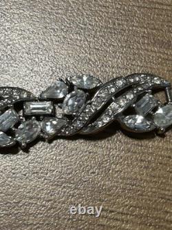 Vintage CROWN TRIFARI Parure Necklace Bracelet Earrings Rhodium Rhinestone Boxed