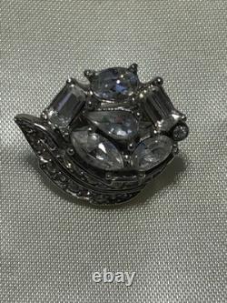 Vintage CROWN TRIFARI Parure Necklace Bracelet Earrings Rhodium Rhinestone Boxed