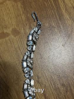 Vintage CROWN TRIFARI Parure Necklace Bracelet Earrings Rhodium Rhinestone Boxed