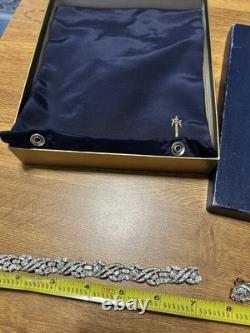 Vintage CROWN TRIFARI Parure Necklace Bracelet Earrings Rhodium Rhinestone Boxed