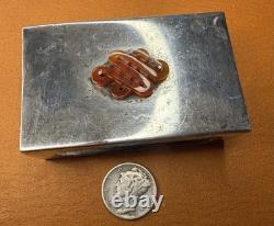 Vintage Cartier Sterling Silver Matchbox Holder 28 grams with Carnelian Gemstone