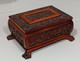 Vintage Carved Wooden Dresser / Jewelry Box Inlaid Relief Footed