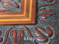Vintage Carved Wooden Dresser / Jewelry Box Inlaid Relief Footed