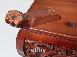 Vintage Carved Wooden Dresser / Jewelry Box Inlaid Relief Footed