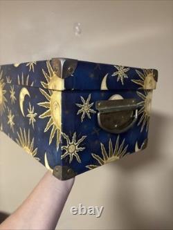Vintage Celestial Sun Moon Stars Storage Trunk Whimsigoth Y2K TriCoastal