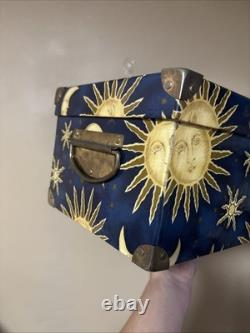 Vintage Celestial Sun Moon Stars Storage Trunk Whimsigoth Y2K TriCoastal