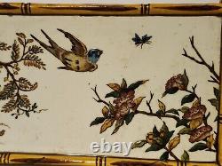 Vintage Ceramic Large Asian Trinket Box Birds (Swallows) And Bamboo Design