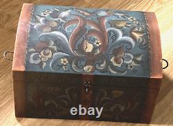 Vintage Chest With Handpainted Norwegian Rosemaling By Author & TeacherPat Virch