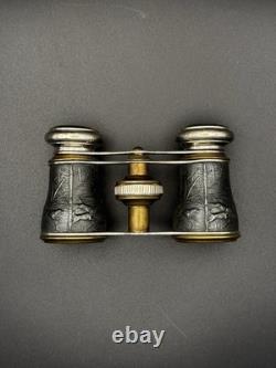 Vintage Chevalier Paris Opera Glasses Binoculars with Box Hunting Scene