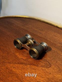 Vintage Chevalier Paris Opera Glasses Binoculars with Box Hunting Scene