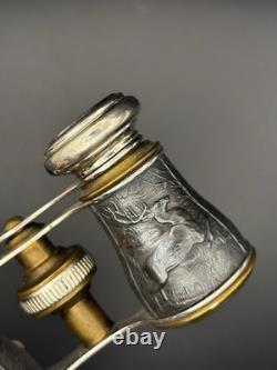 Vintage Chevalier Paris Opera Glasses Binoculars with Box Hunting Scene