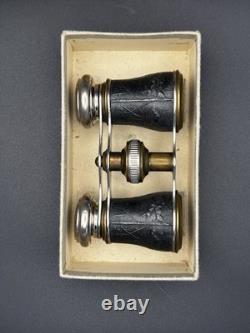 Vintage Chevalier Paris Opera Glasses Binoculars with Box Hunting Scene