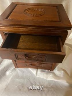 Vintage Chinese Carved 5-Drawer Rosewood Jewelry Chest Handmade Gorgeous