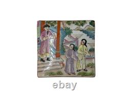 Vintage Chinese Enamel Color Handpainted Scenery Square Trinket Box GB784