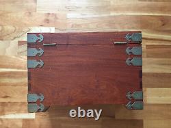 Vintage Chinese Huali wood 3 drawer withLock & Key Dressing Jewelry Box 13 7/8 L