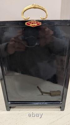 Vintage Chinese Jewelry Box Cabinet Brass with Perl Inlay