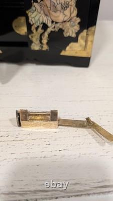Vintage Chinese Jewelry Box Cabinet Brass with Perl Inlay