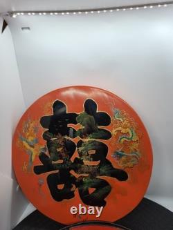 Vintage Chinese Lacquered Wedding Candy Gift Box 7 Removable Inner Trays 10.5