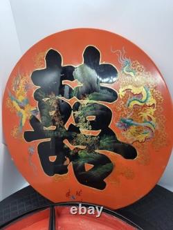 Vintage Chinese Lacquered Wedding Candy Gift Box 7 Removable Inner Trays 10.5