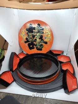 Vintage Chinese Lacquered Wedding Candy Gift Box 7 Removable Inner Trays 10.5