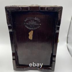 Vintage Chinese Shoi Brass Rosewood Trinket Jewelry Box, Turtle Latch Lock