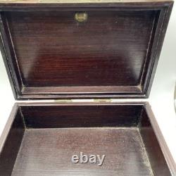 Vintage Chinese Shoi Brass Rosewood Trinket Jewelry Box, Turtle Latch Lock Vintage Chinese Shoi Brass Rosewood Trinket Jewelry Box, Turtle Latch Lock