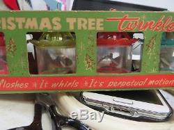 Vintage Christmas BIRDCAGE TWINKLER SPINNER ORNAMENT SET ORIGINAL BOX 1950's
