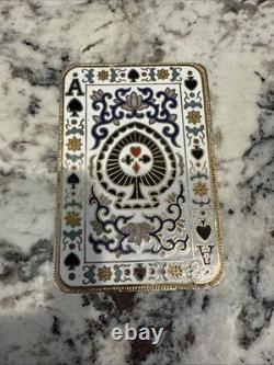 Vintage Cloisonné Enameled Ace Card Box with Lid