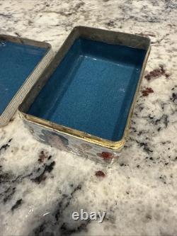 Vintage Cloisonné Enameled Ace Card Box with Lid