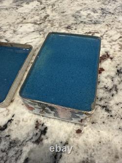 Vintage Cloisonné Enameled Ace Card Box with Lid